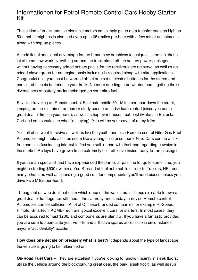 petrol rc car starter kit