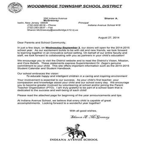 Welcome letter