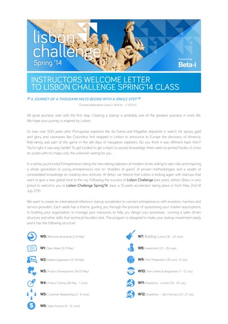 Instructors Welcome Letter to Lisbo...
