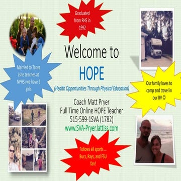 Student Welcome Presentation - Coach Pryer - Online HOPE 