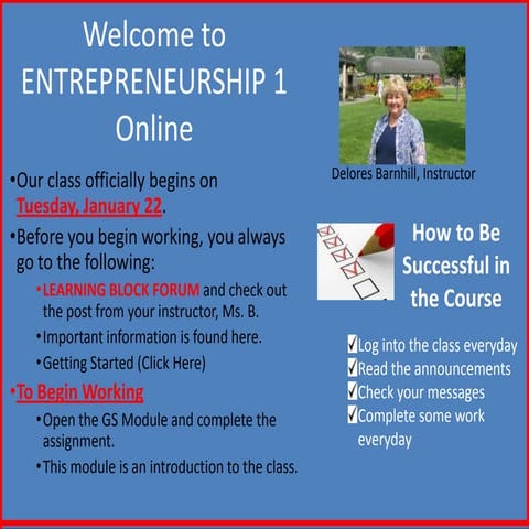 Welcome Presentation to Entrepreneurship 1