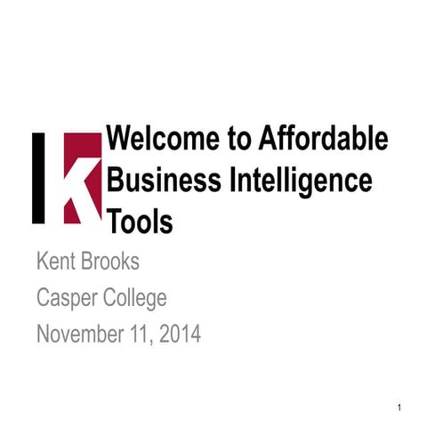 Welcome to Affordable Business Intelligence Tools: My BI Baker's Dozen