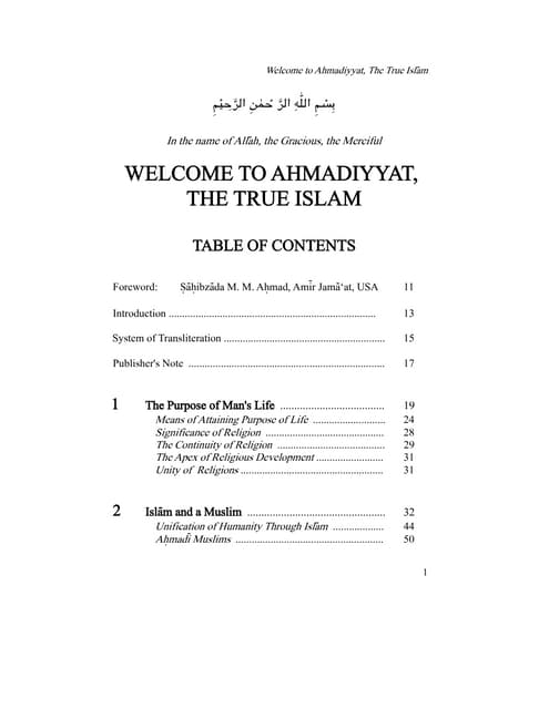 Welcome to Ahmadiyyat,  The True Islam 