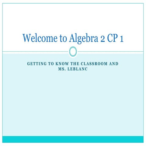 Welcome to algebra 2 cp 1 ppt