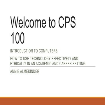 Welcome to cps 100 spring 1