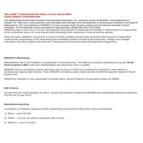 Welcome to maharashtra small scale industries