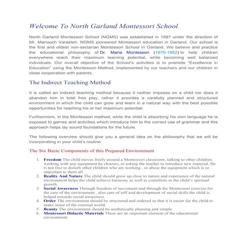 Welcome to north garland montessori