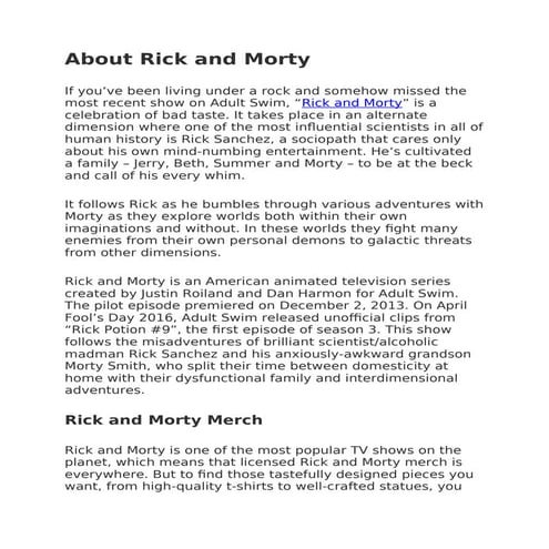 Welcome to rick and morty merch