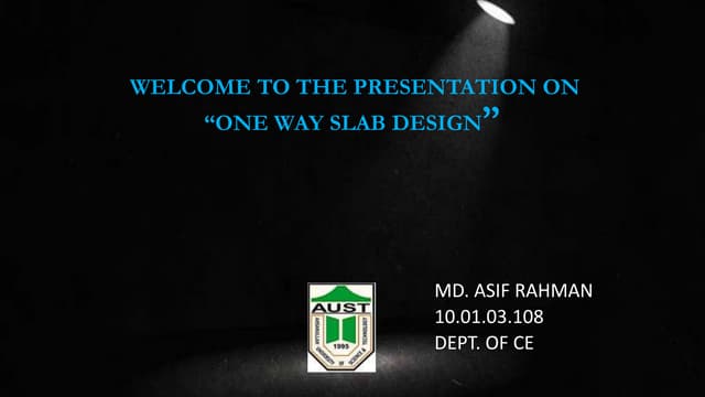 ONE WAY SLAB DESIGN