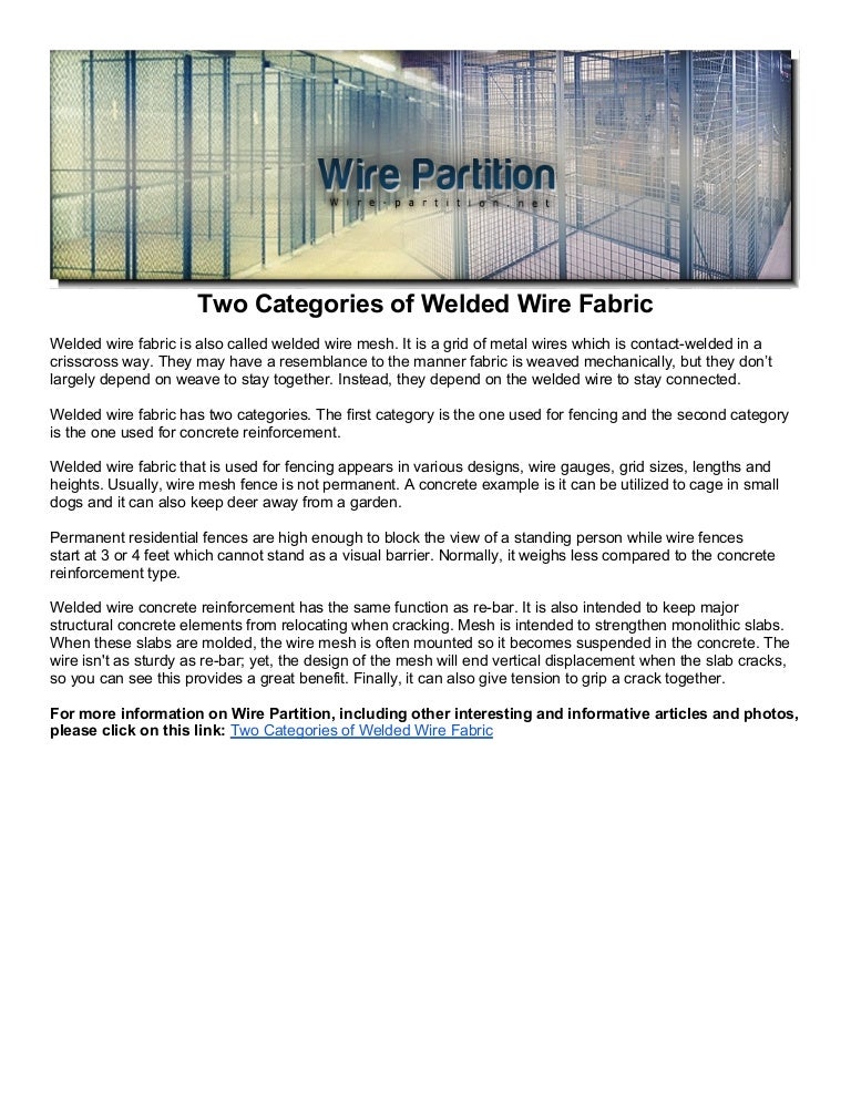 Two Categories of Welded Wire Fabric