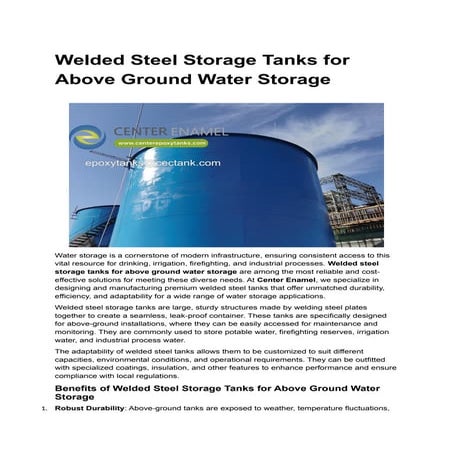 Welded Steel Storage Tanks for Above Ground Water Storage.docx
