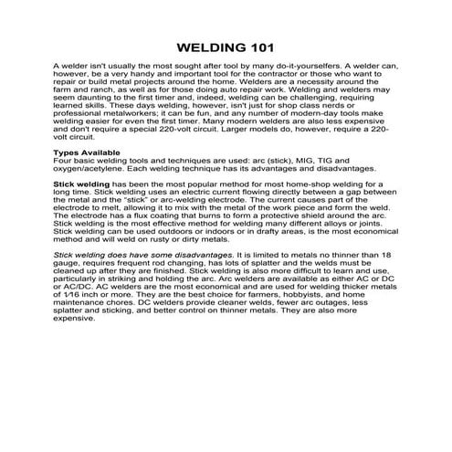 Welding101 tips-information