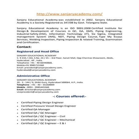 Welding inspector course