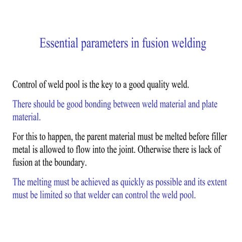 Fusion Welding Parameters