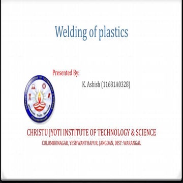 Welding of plastics