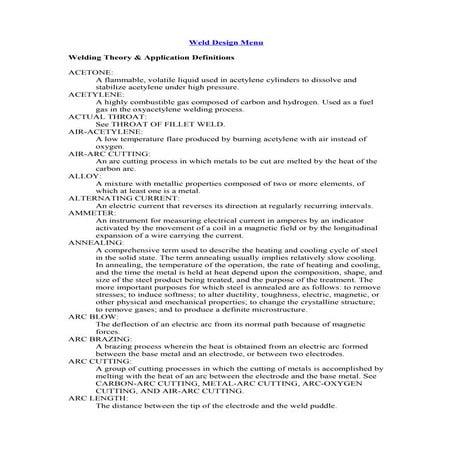 Welding theory & application definitions 
