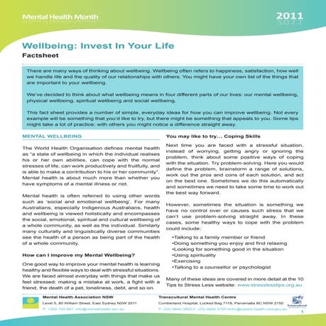 Wellbeing 2011  Fact  Sheet  English