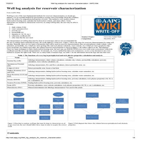 Well log analysis for reservoir characterization   aapg wiki