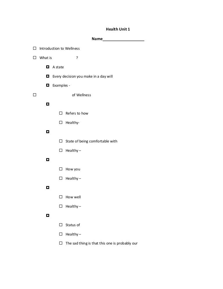 Wellness Notes Handout