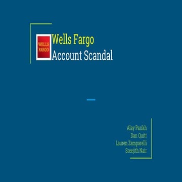 Wells Fargo Account scandal Case
