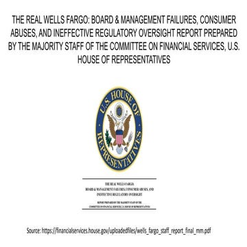 Wells Fargo Board Management Failures & Consumer Abuses