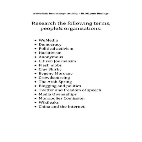 We media & democracy key terms activity