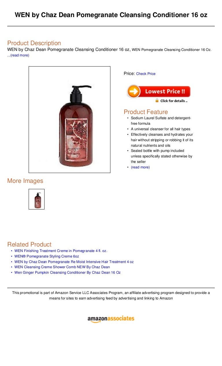 Wen By Chaz Dean Pomegranate Cleansing Conditioner 16 Oz