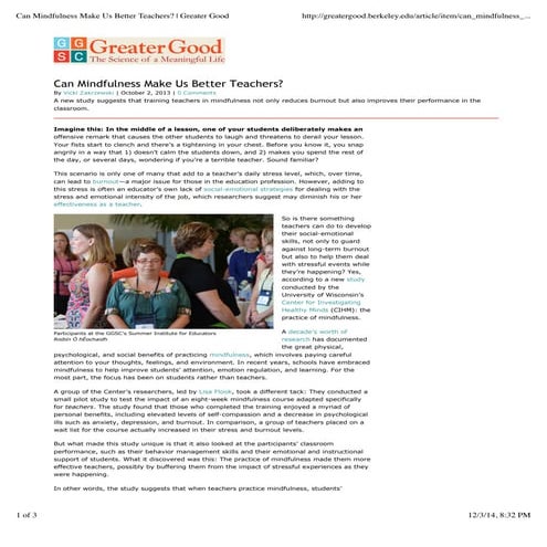 Can Mindfulness Make Us Better Teachers?