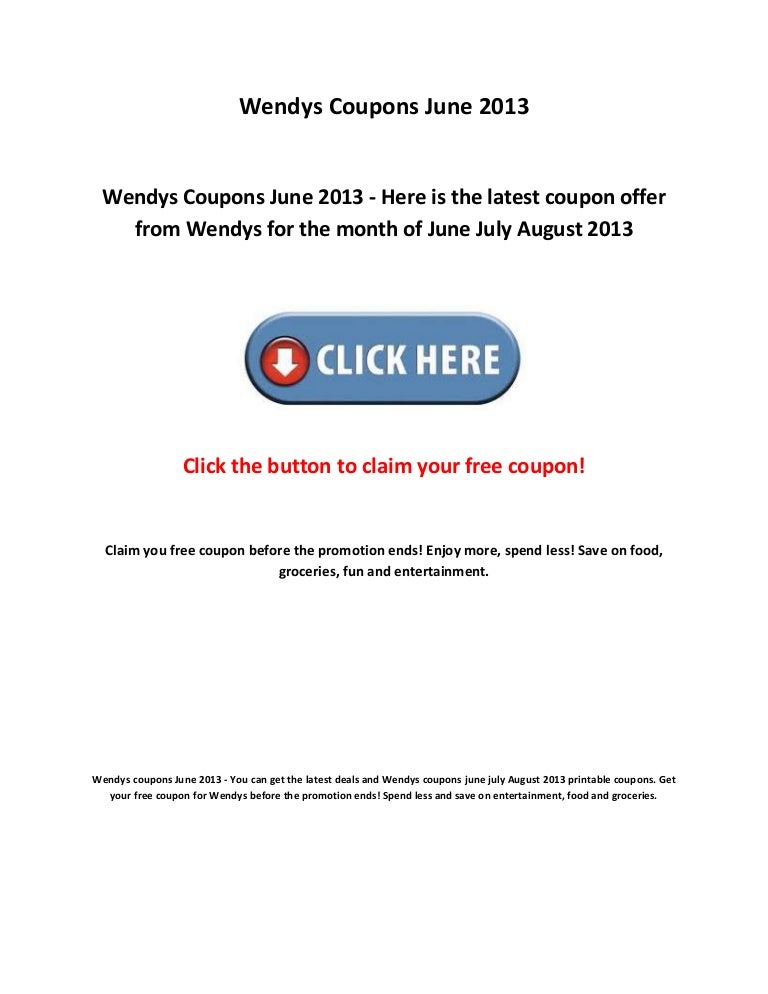 Wendys coupons June 2013