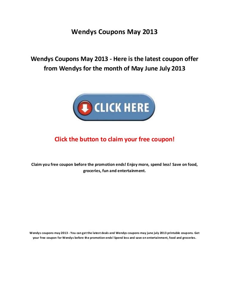 Wendys coupons may 2013