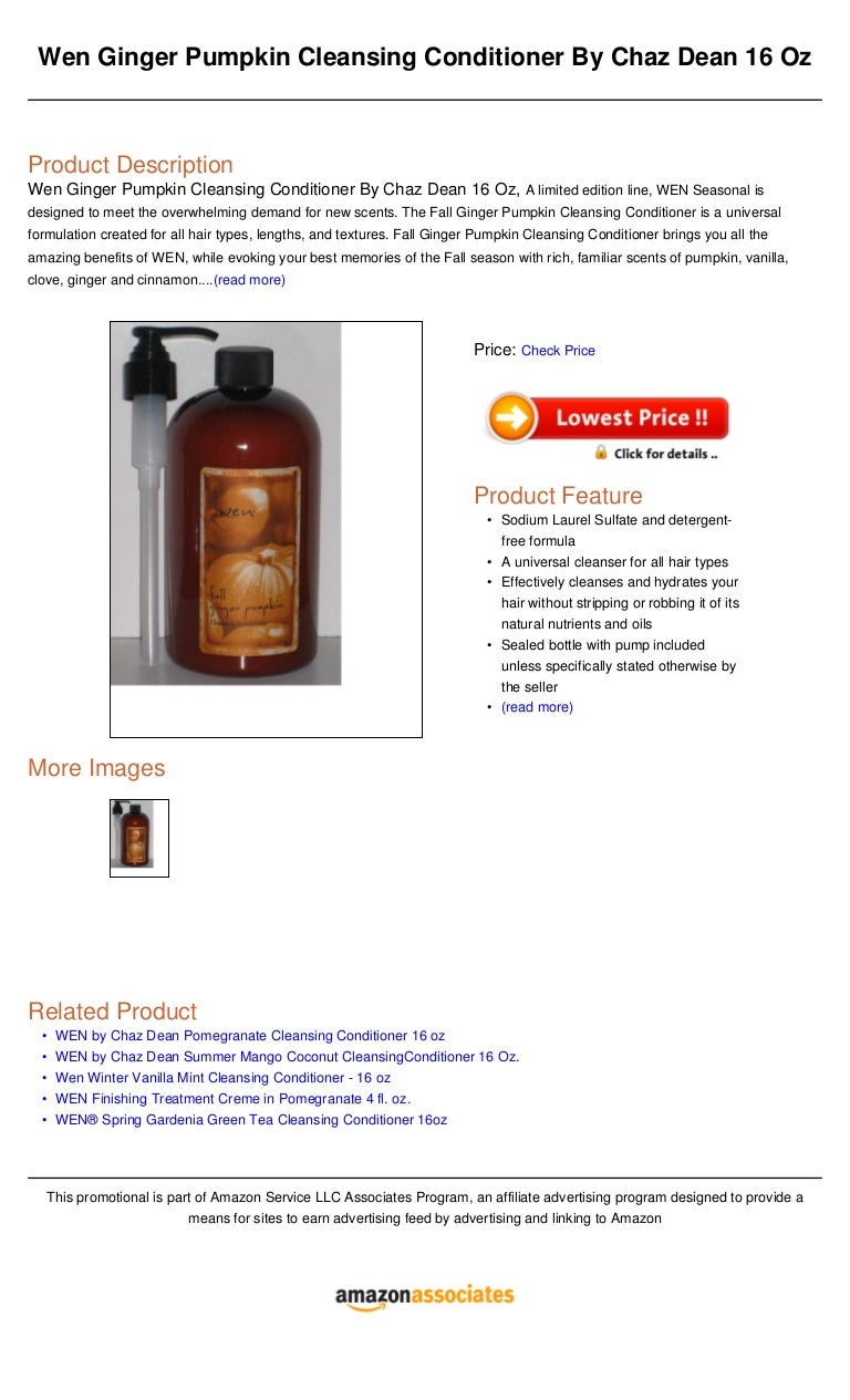 Wen Ginger Pumpkin Cleansing Conditioner By Chaz Dean 16 Oz