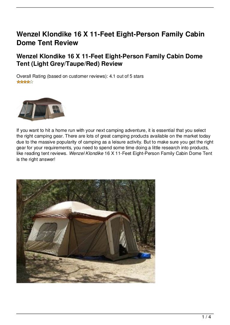 Wenzel Klondike 16 X 11 Feet Eight Person Family Cabin Dome Tent Revi