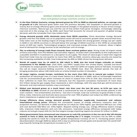 World Energy Outlook Factsheet 2014 from the IEA | PDF