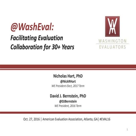@WashEval:  Facilitating Evaluation Collaboration for 30+ Years