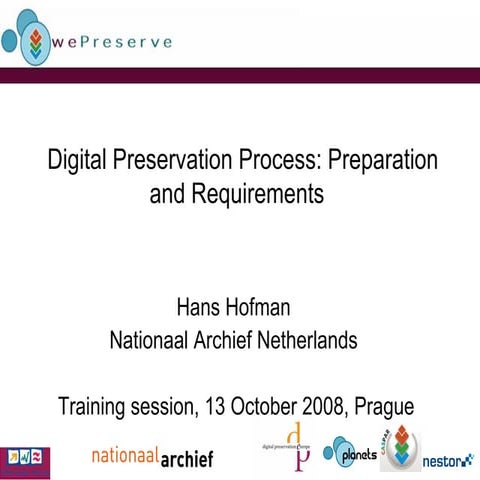Digital Preservation Process: Preparation and Requirements