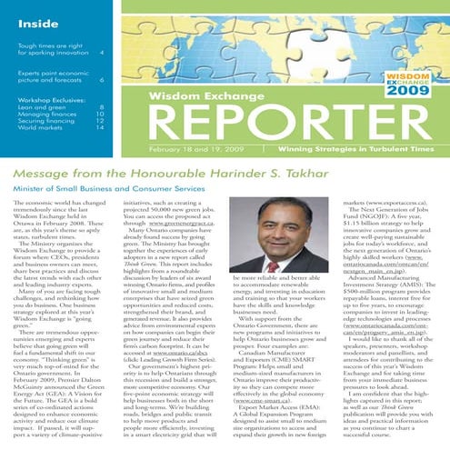 Wisdom Exchange 2009 – Winning Strategies in Turbulent Times