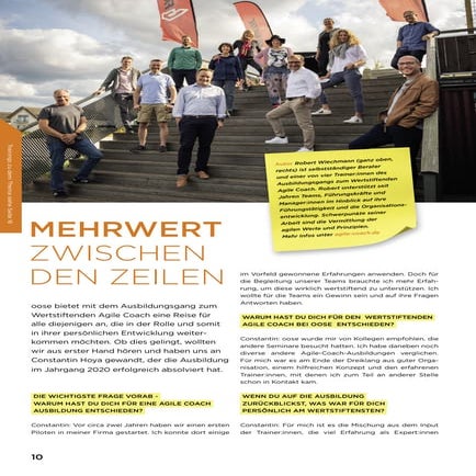 Wertstiftender Agile Coach - Auszug aus KompetenzNavigator 1. Halbjahr