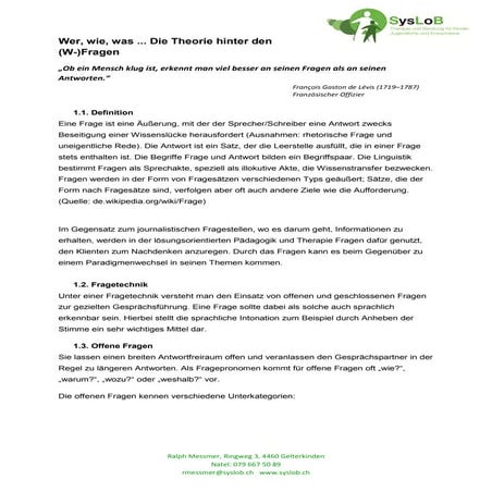 Wer, wie, was - die Theorie hinter den W-Fragen