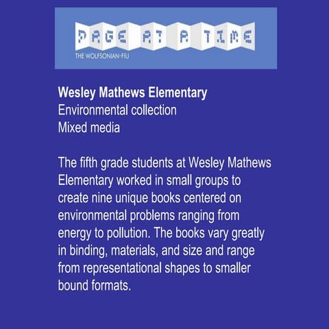 Wesley Mathews Elementary Page at a Time 2009