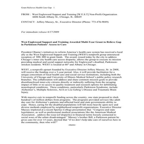 W E S T  Press  Release 2 Final Version