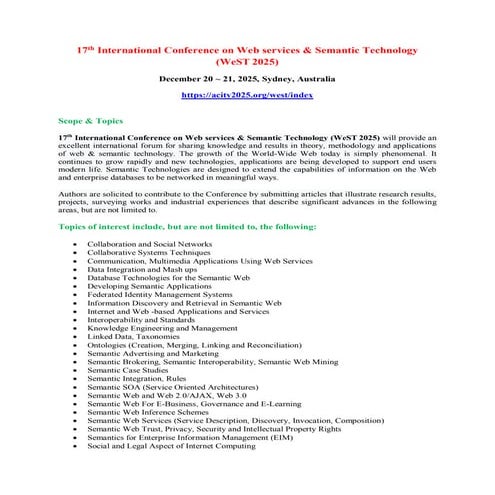 Register Now - 17th International Conference on Web services & Semantic Techn...
