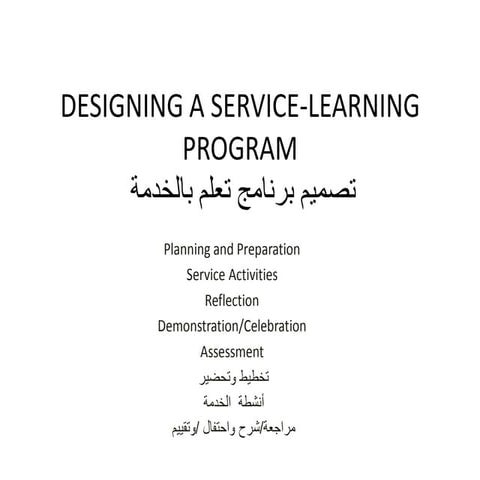 West Bank Service Learning Program Design July 16, 2009 | PDF