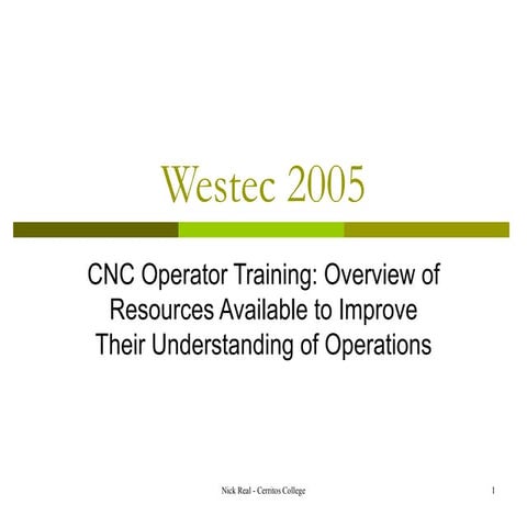 Westec Presentation -Digital tools to train CNC workers