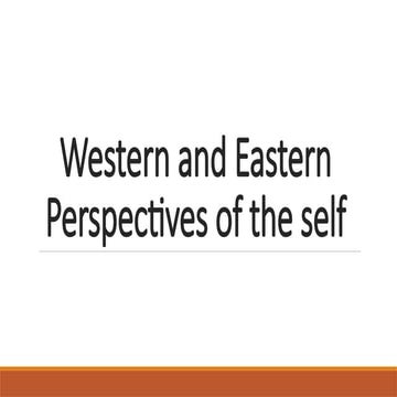 The Self in the Western and Eastern Thougghts | PPTX