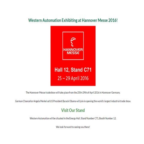 Western Automation Exhibited at Hannover Messe.