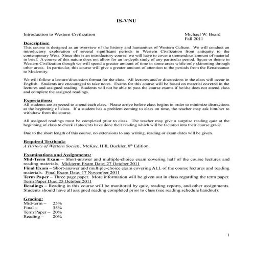 Western Civilization Syllabus