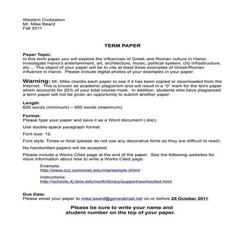 Western Civilization Term Paper