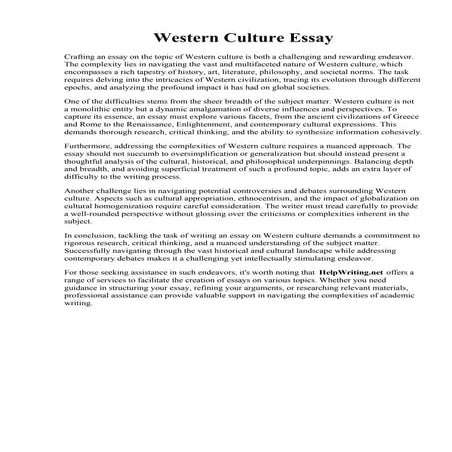 Western Culture Essay