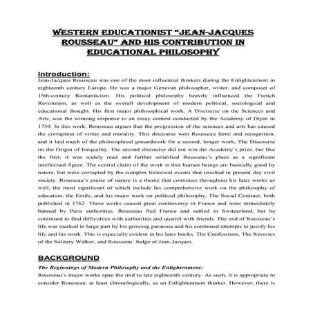 Western educationist “JEAN-JACQUES ROUSSEAU” 