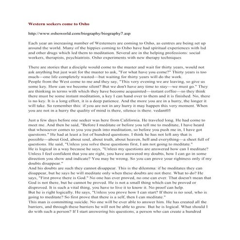 Western seekers come to osho